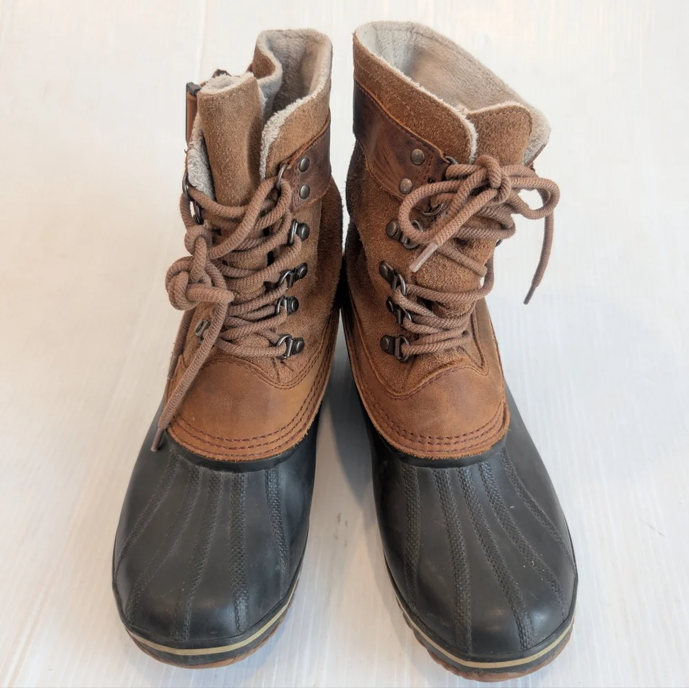 SOREL Winter Fancy Lace II Women's Brown Suede Lace-up Duck Boots Size 10